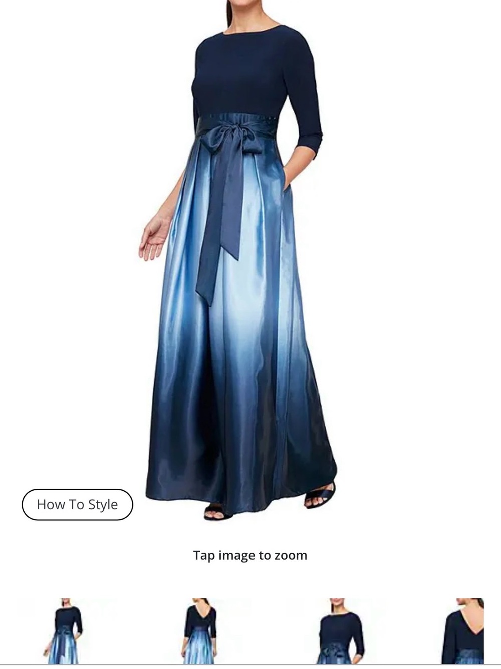 SL Fashions Navy Satin Evening Dress